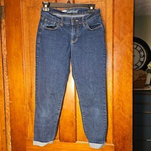 Old Navy The Sweetheart Cuffed Skinny Straight Jeans Size 0 Dark Wash Curvy Fit